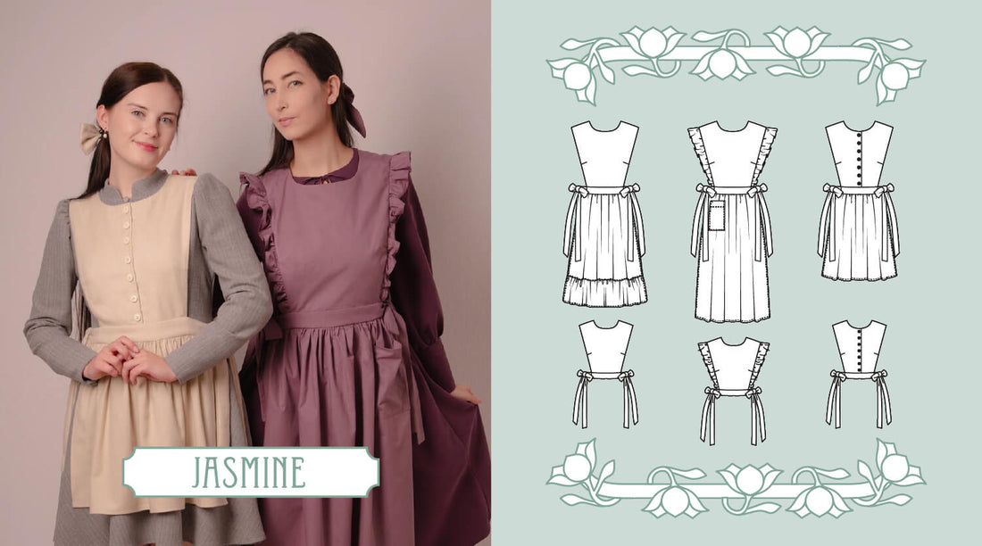 Meet Jasmine - 3-in-1 Pinafore, Vest & Apron Sewing Pattern of the Little Red Stitching Hood Collection