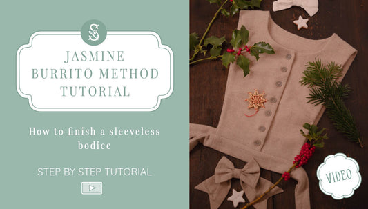 Blogpost how to sew the burrito method step by step tutorial with video. How to finish a sleeveless bodice for pinafore and apron pdf sewing pattern