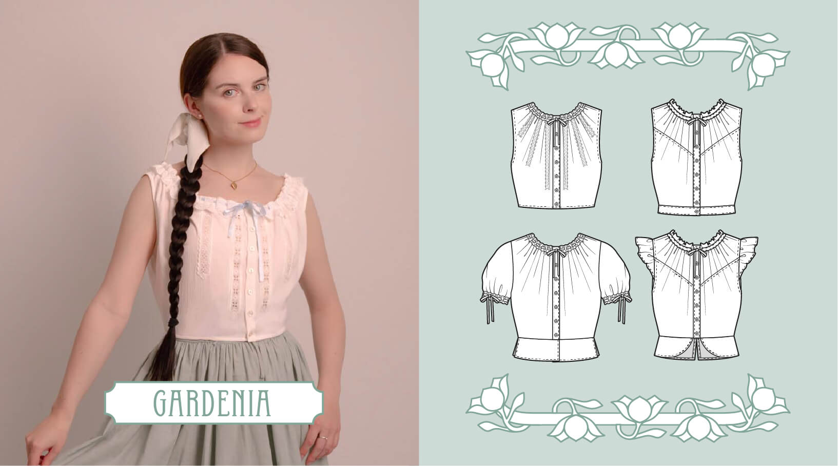 Meet Gardenia - our 4 version modernized 1907 corset cover pattern